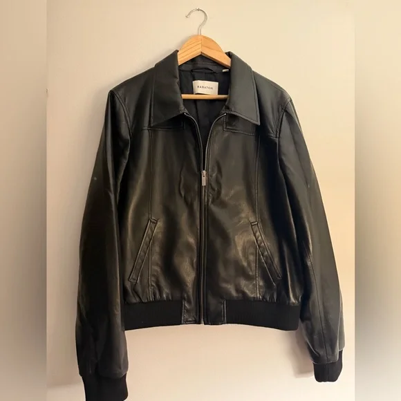 Aritzia Babaton Faux Leather Arc Bomber Jacket in Black - Picture 4 of 9